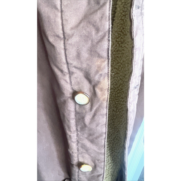 Vtg Structure Men's Chore Jacket Sz M Leather Collar Sherpa Lined Work Barn Farm - Picture 15 of 16
